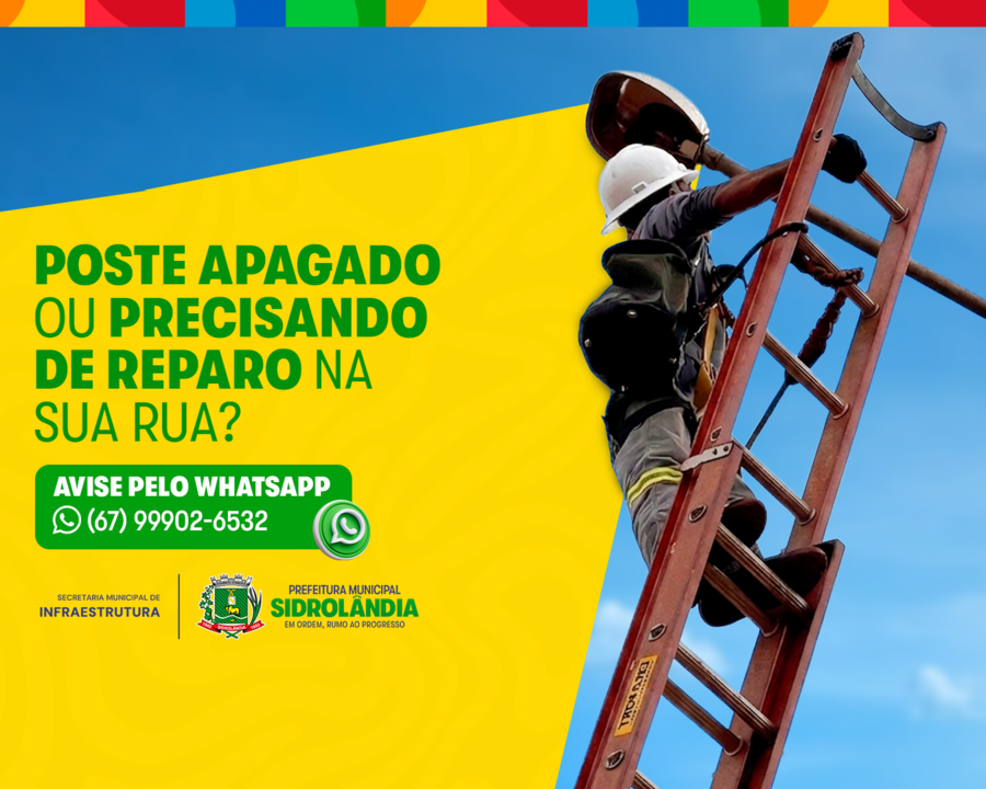 Reparo na iluminação pública pode ser solicitado pelo WhatsApp em Sidrolândia