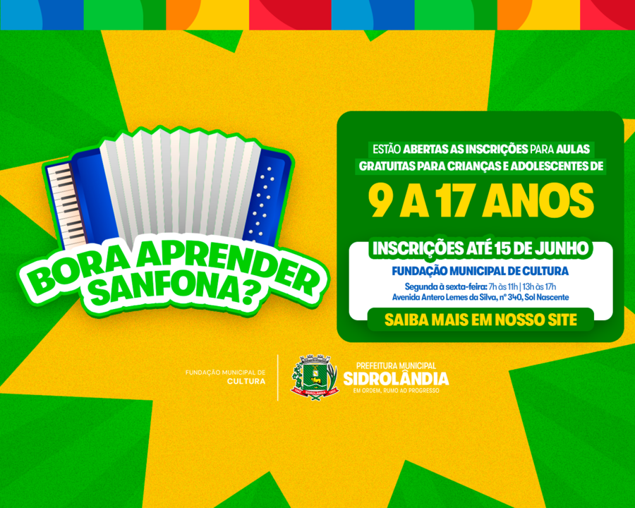 Fundação de Cultura abre inscrições para aulas gratuitas de sanfona em Sidrolândia