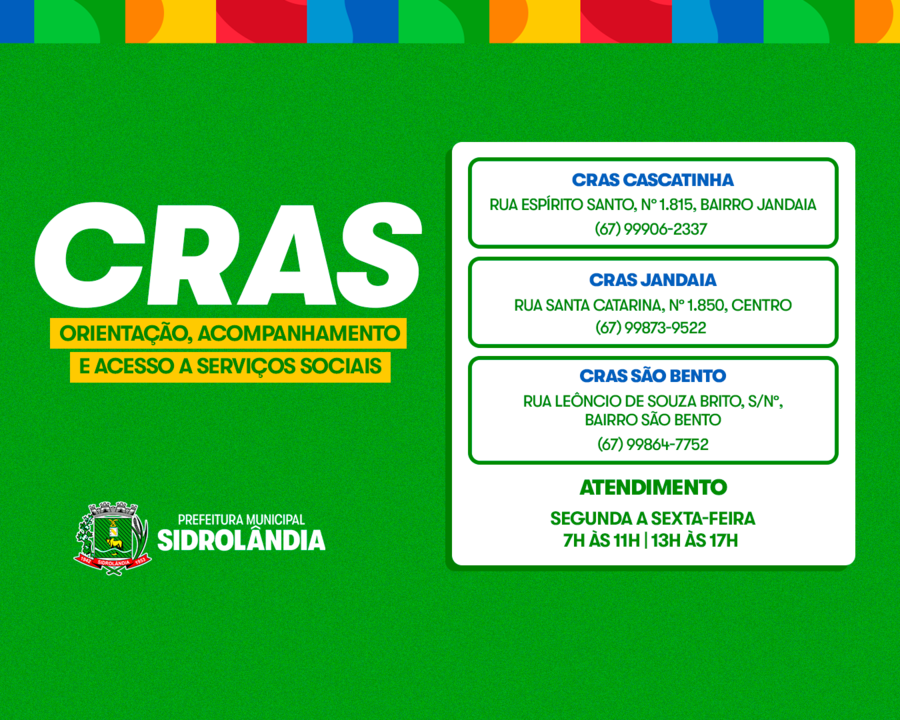 CRAS de Sidrolândia oferecem orientação, acompanhamento e acesso a serviços sociais