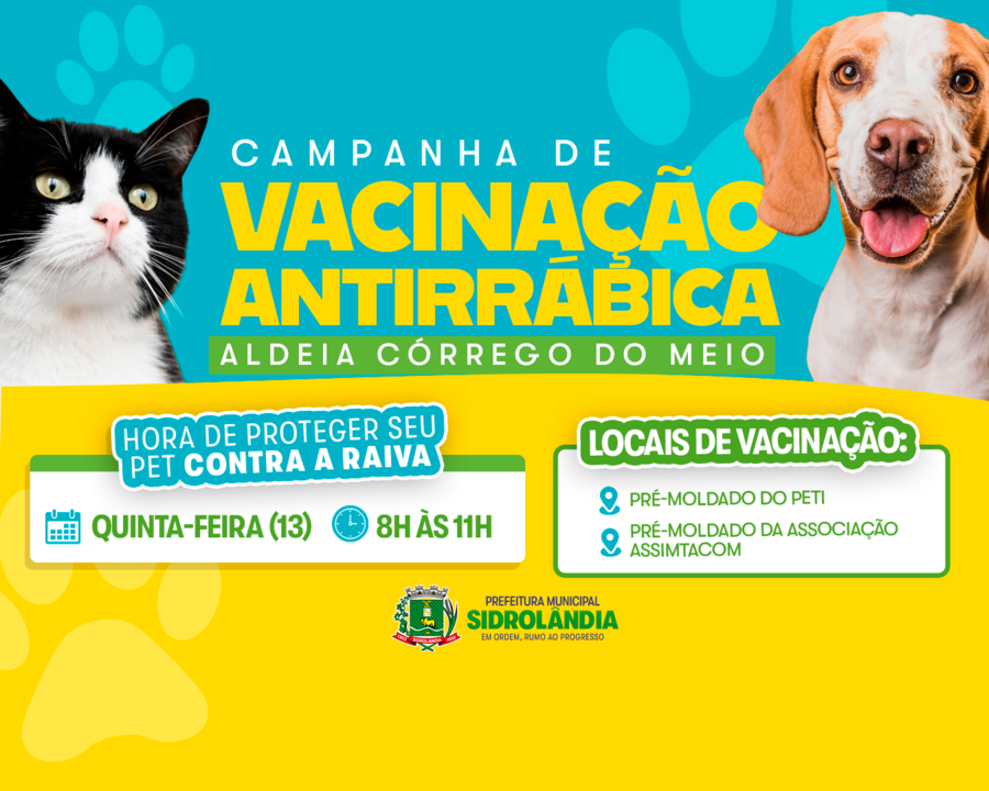 Aldeia Córrego do Meio terá vacinação antirrábica para cães e gatos nesta quinta-feira (13)