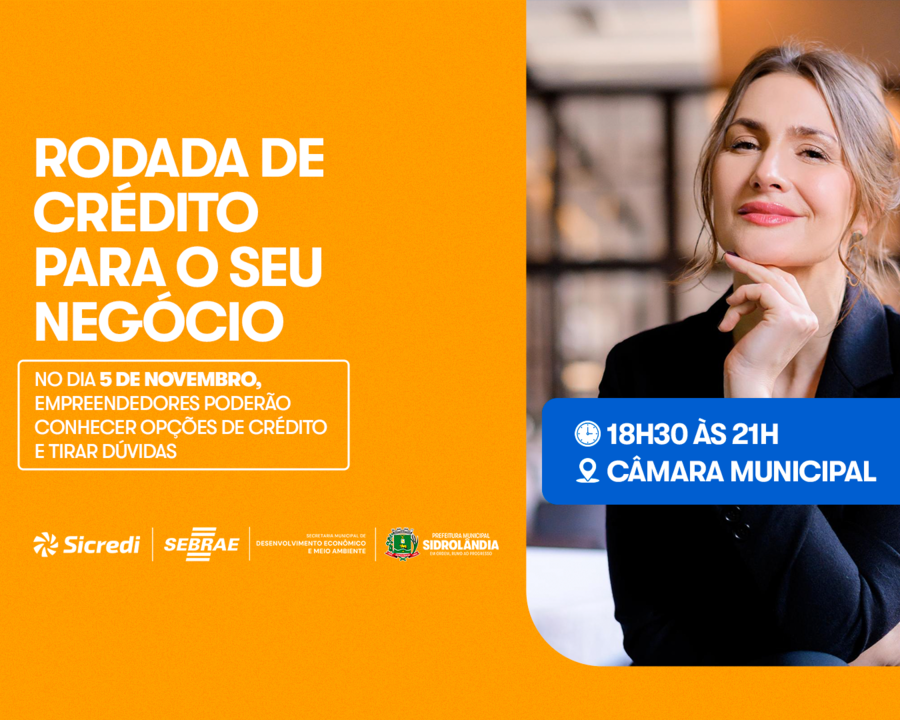 Sidrolândia recebe Rodada de Crédito para empreendedores no dia 5 de novembro